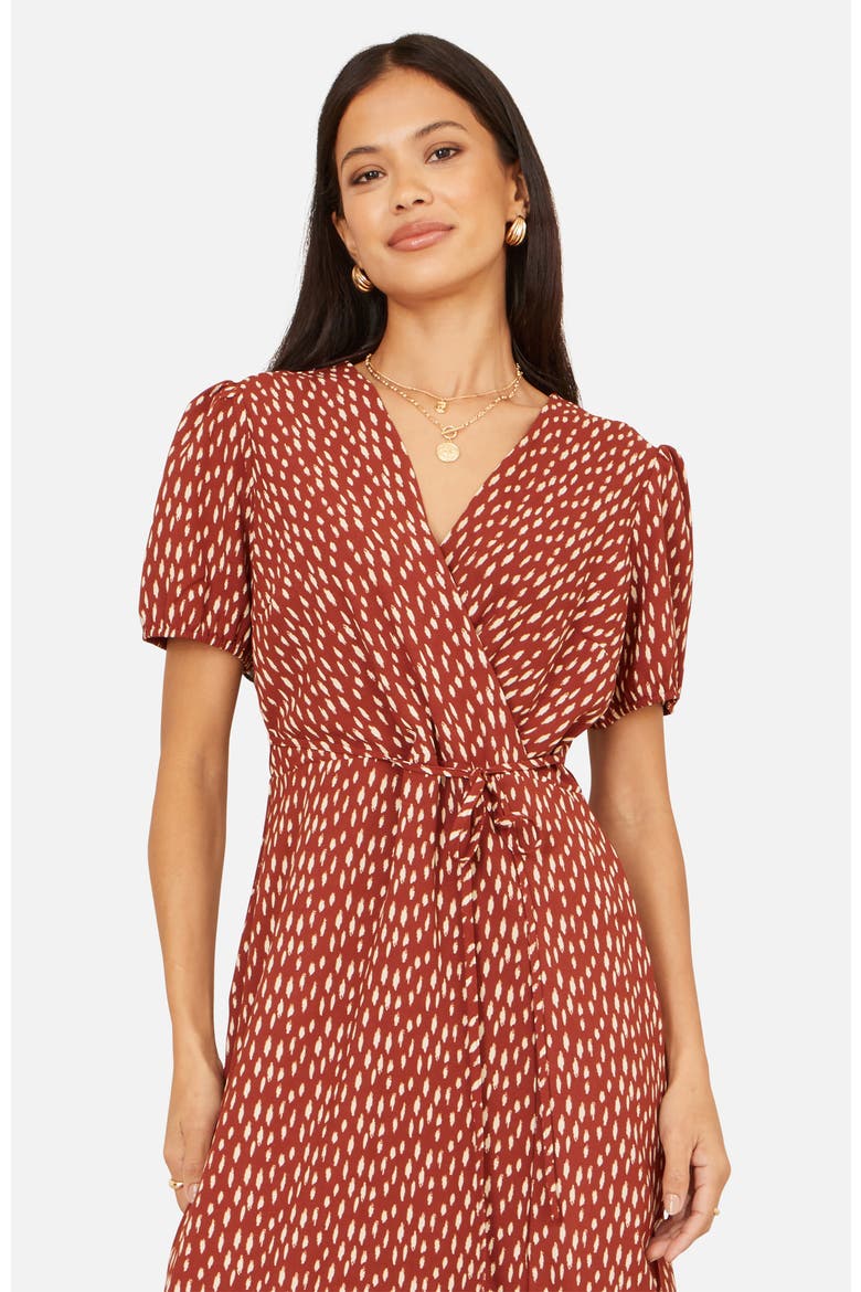 Spot Wrap Midi Dress