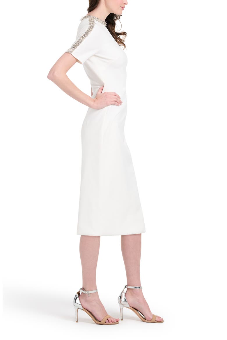 Crystal Bead Detail Crepe Cocktail Midi Dress