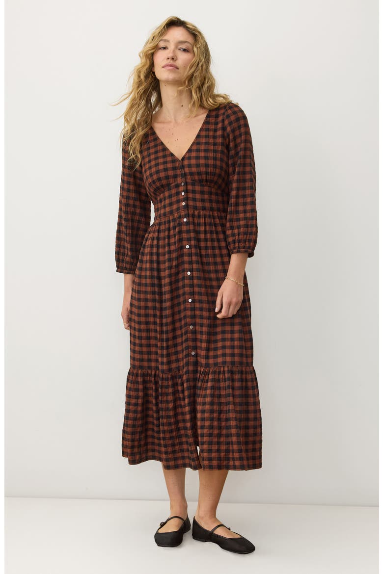 Maeve Plaid Long Sleeve Maxi Dress