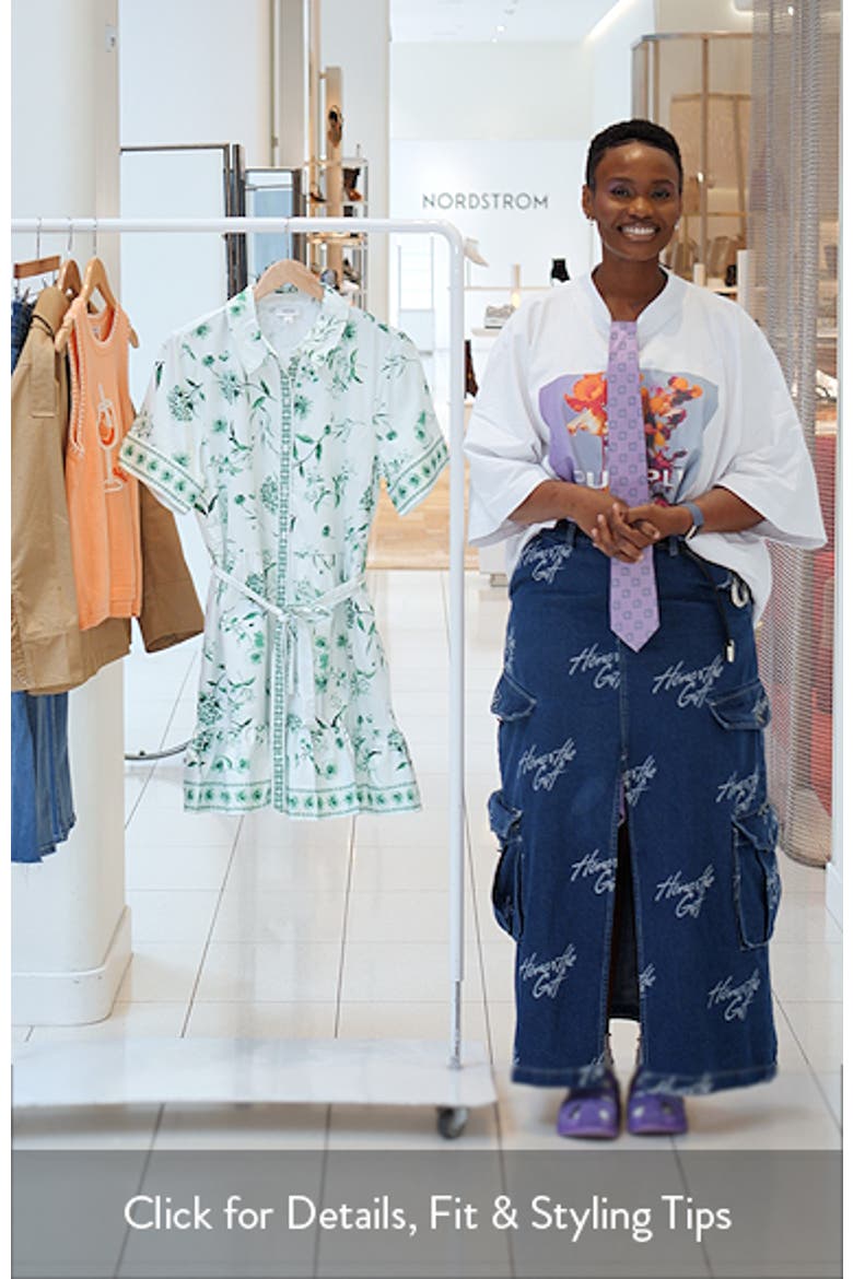 Floral Stretch Cotton Mini Shirtdress
