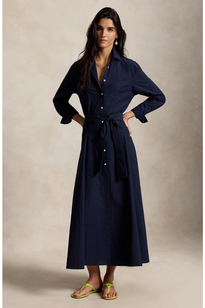 Cotton Canvas Belted Shirtdress