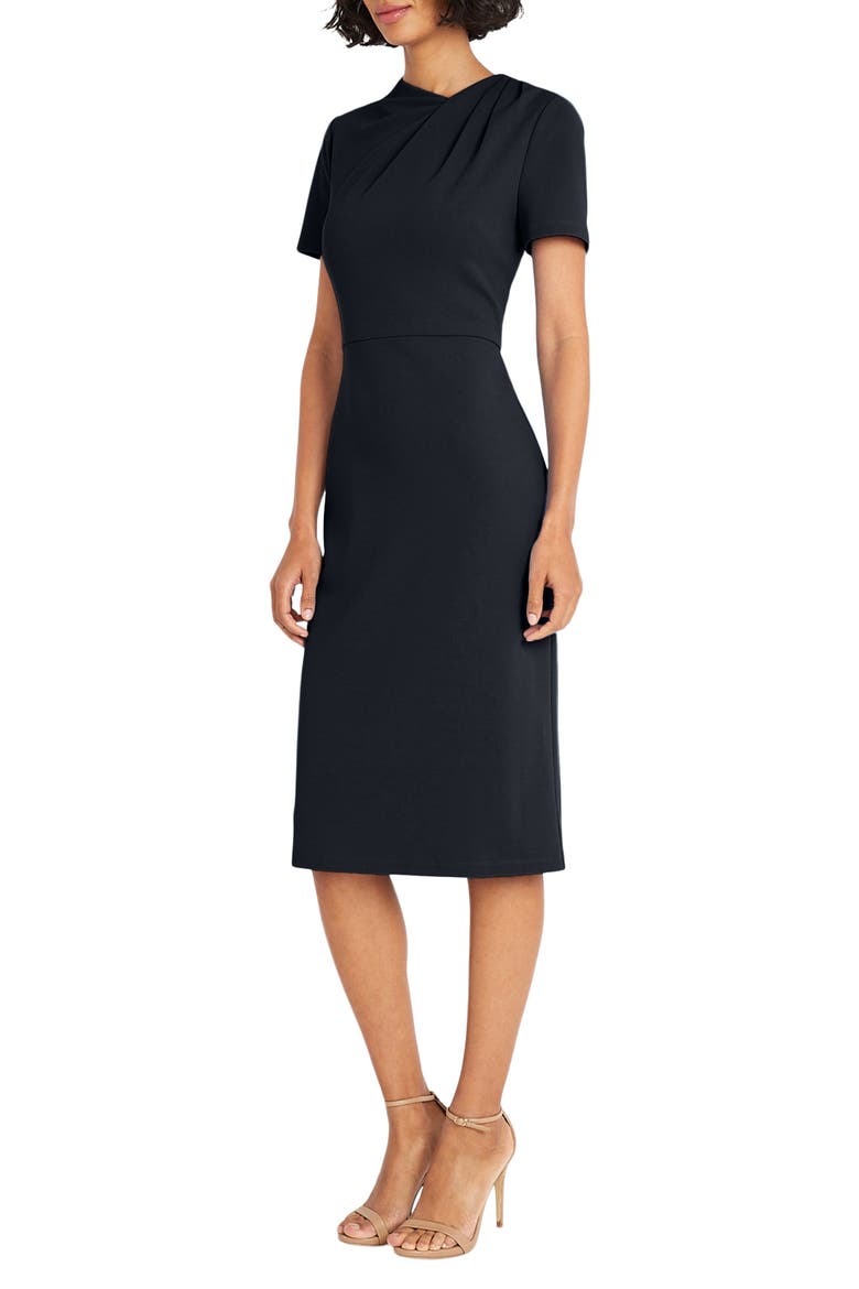 Twist Neck Midi Sheath Dress