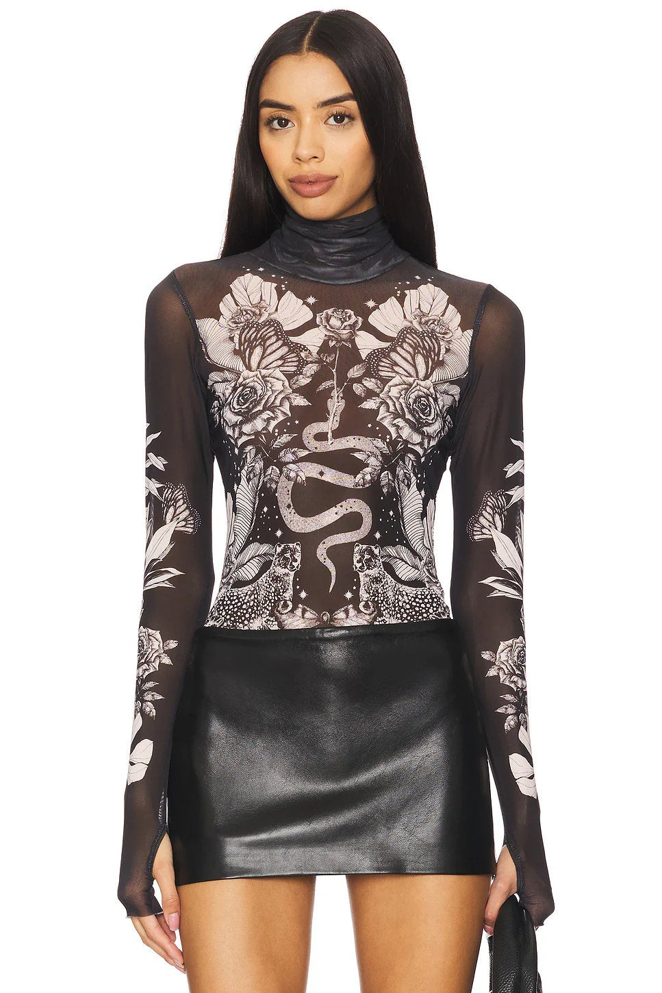 AFRM Zadie Turtleneck in Tonal Botanical - Image 1