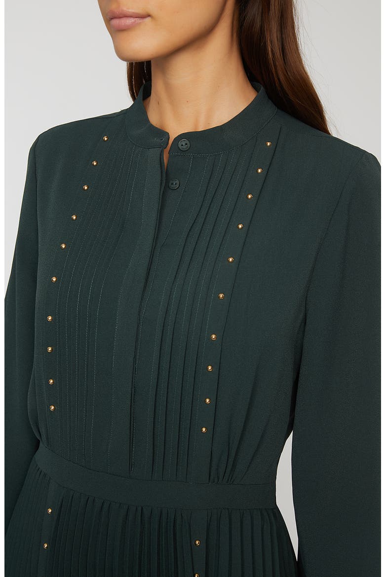 The Alania Pleated Long Sleeve Midi Dress