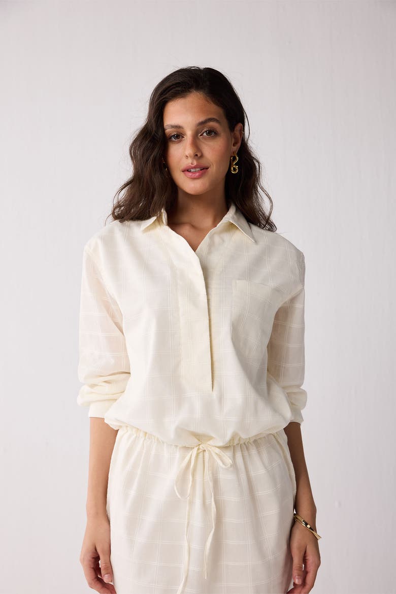Oversized Shirt Dress with Drawstring