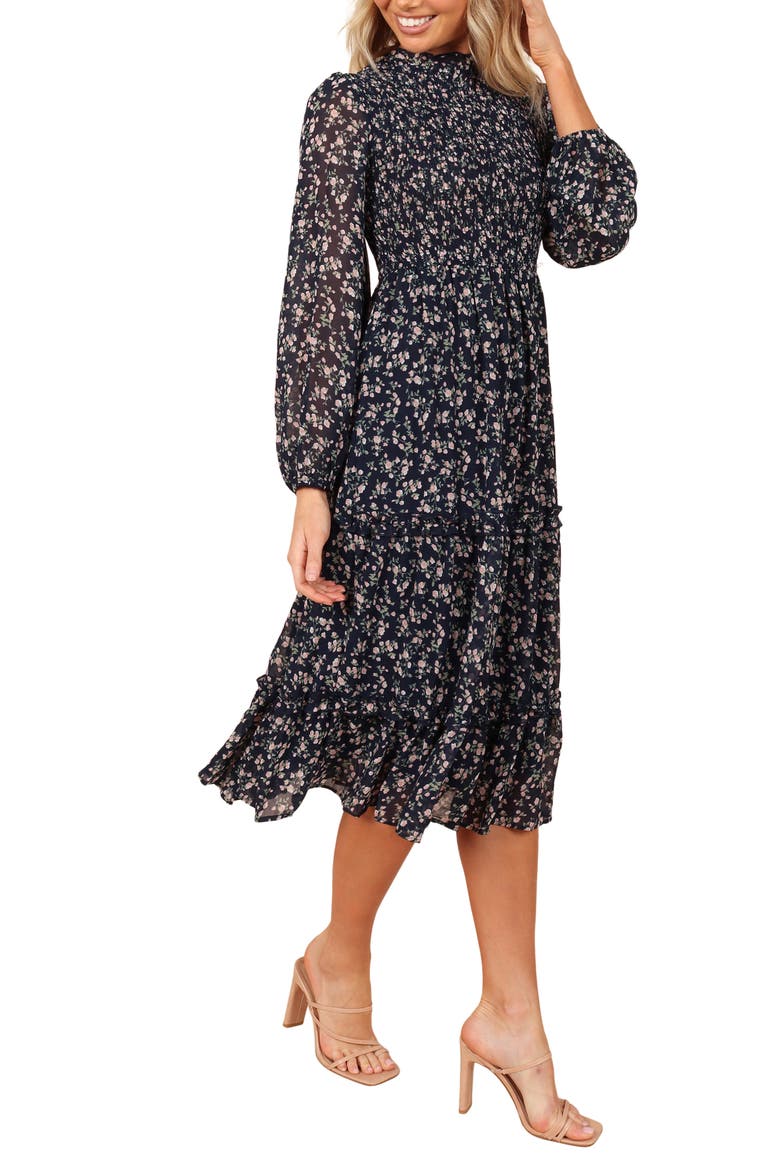 Edwina Floral Long Sleeve Tiered Midi Dress