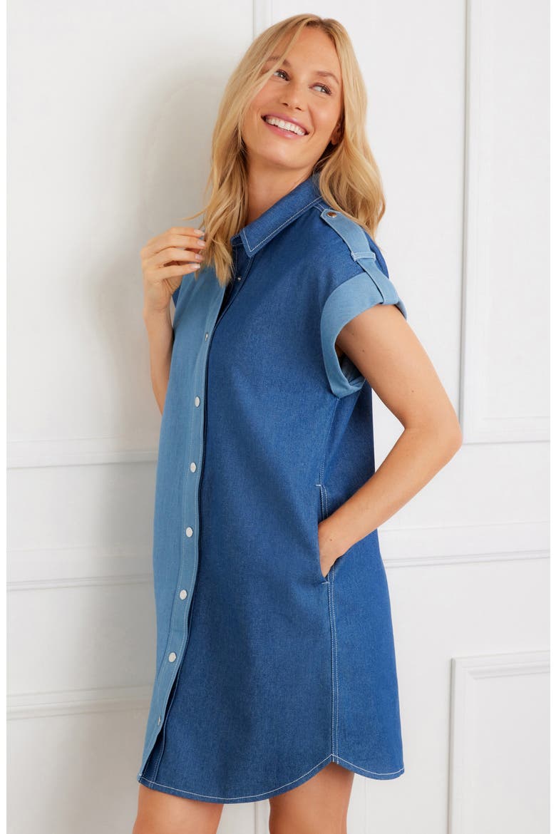 Colorblock Denim Shirtdress