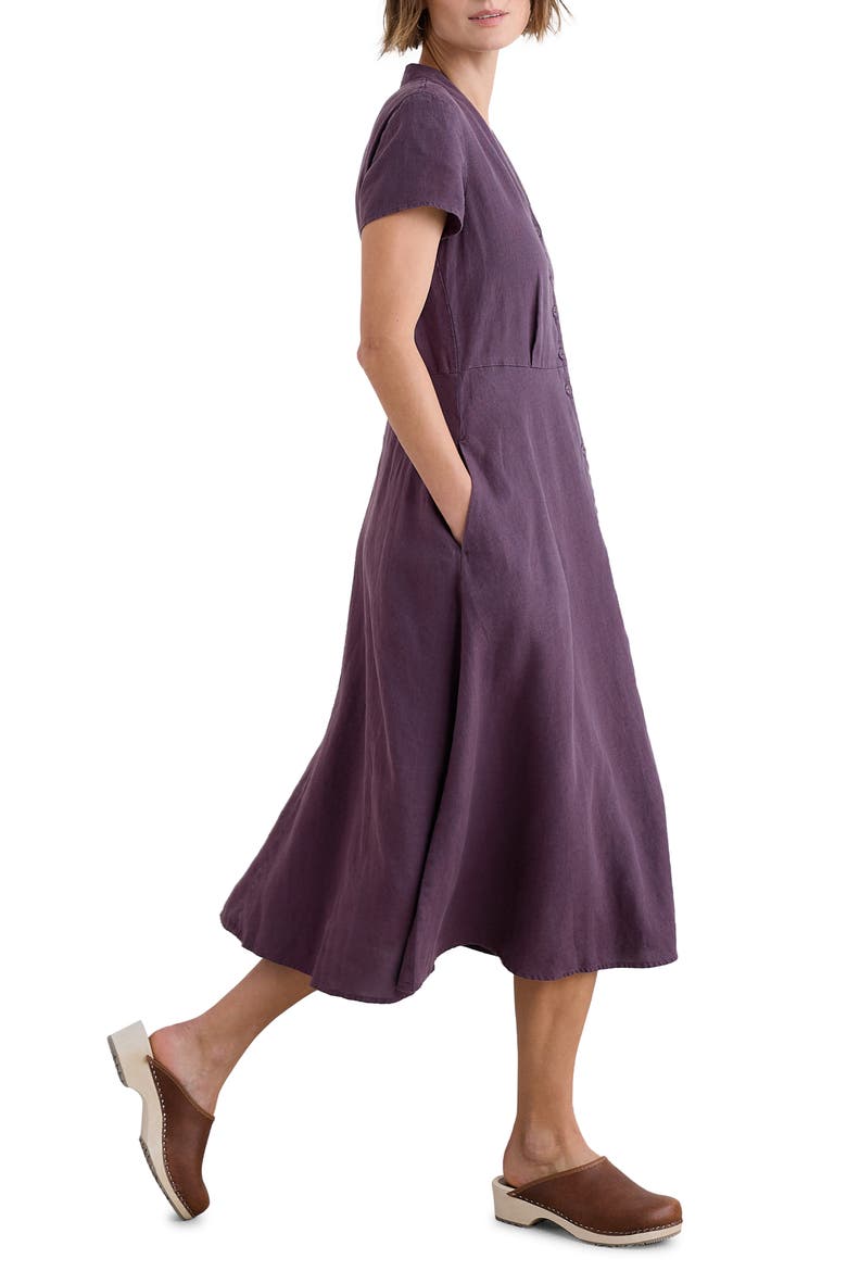 Carved Wood Linen Midi Dress