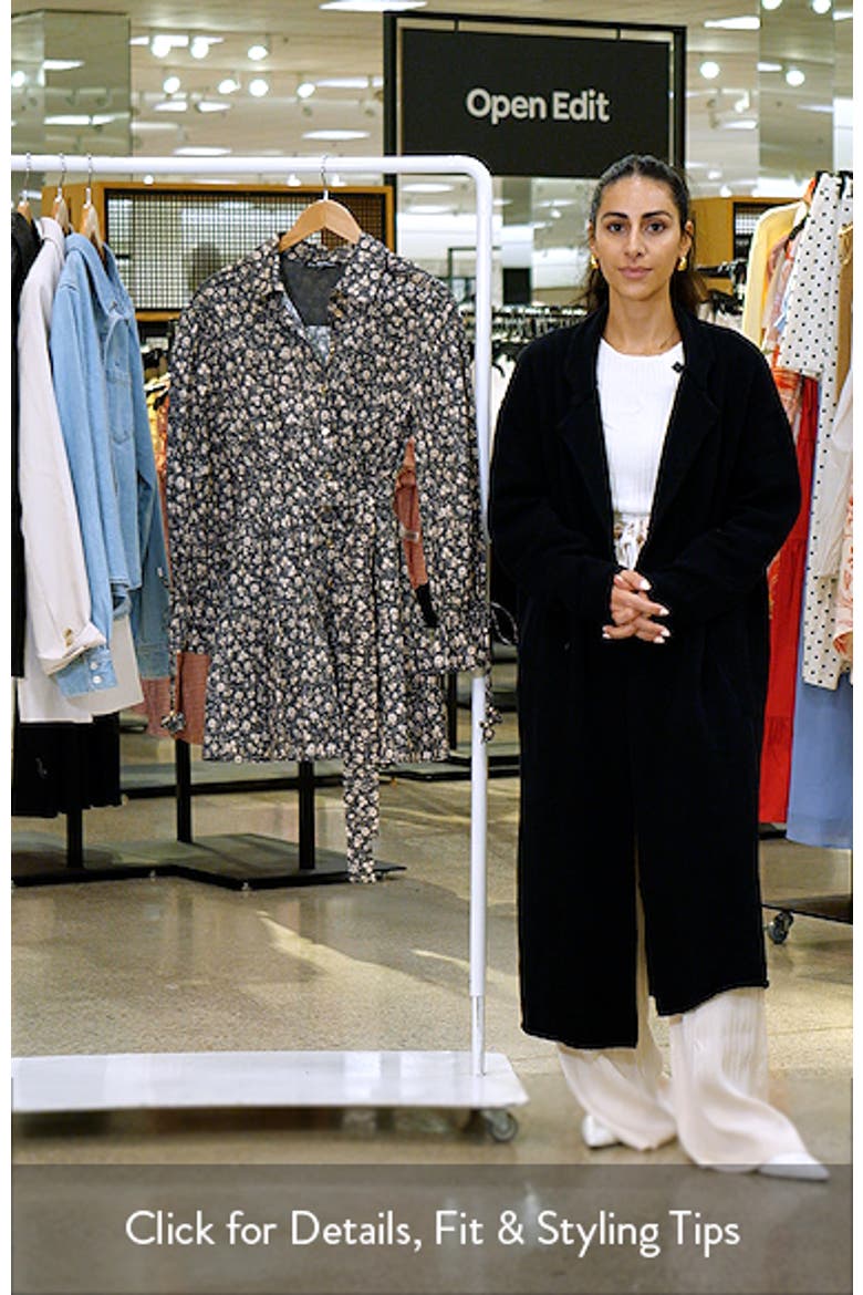Floral Print Long Sleeve Cotton Shirtdress