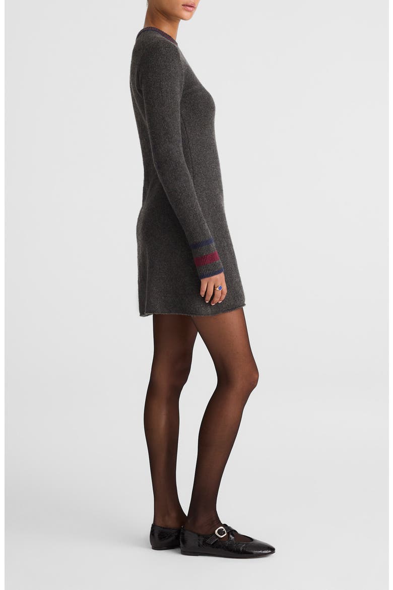 Stripe Trim Long Sleeve Sweater Minidress