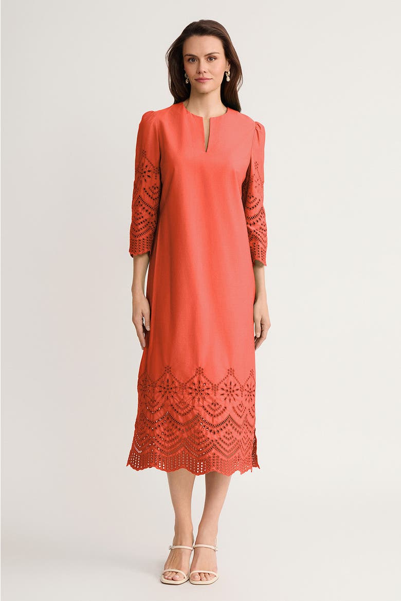 Eyelet Straight Cotton Maxi Dress