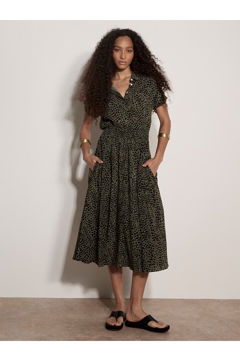 Mono Dense Spot Shirt Midi Dress