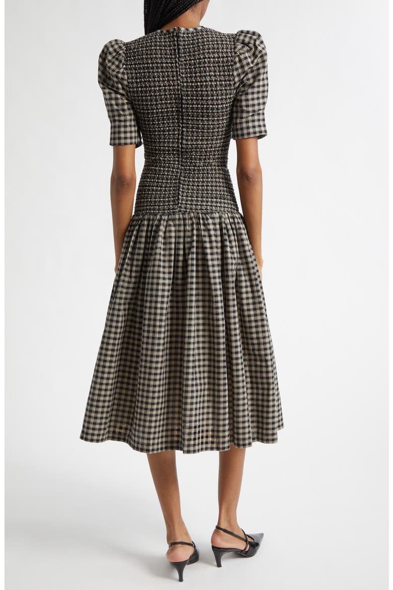Gender Inclusive Imelda Smocked Plaid Midi Dress