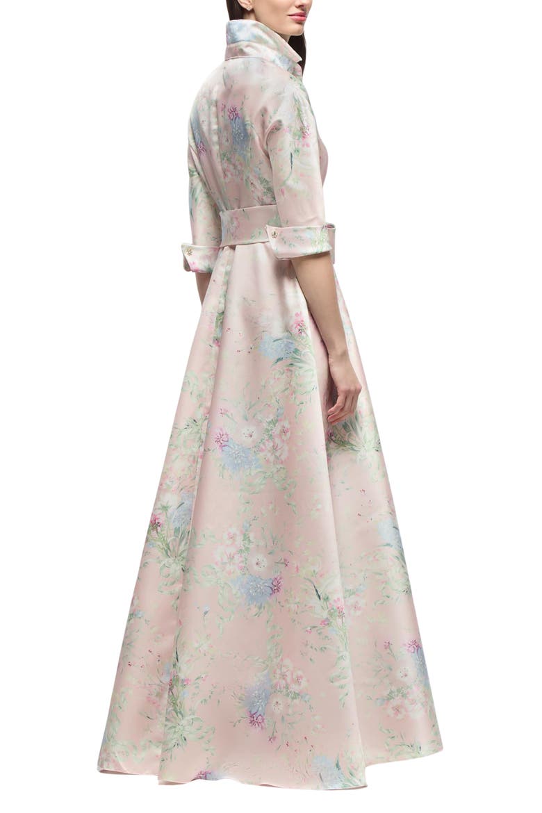 Sabine Floral Print Satin Gown