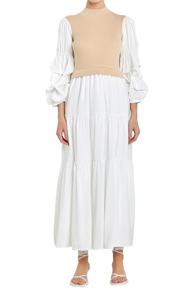 Layered Mixed Media Maxi Dress
