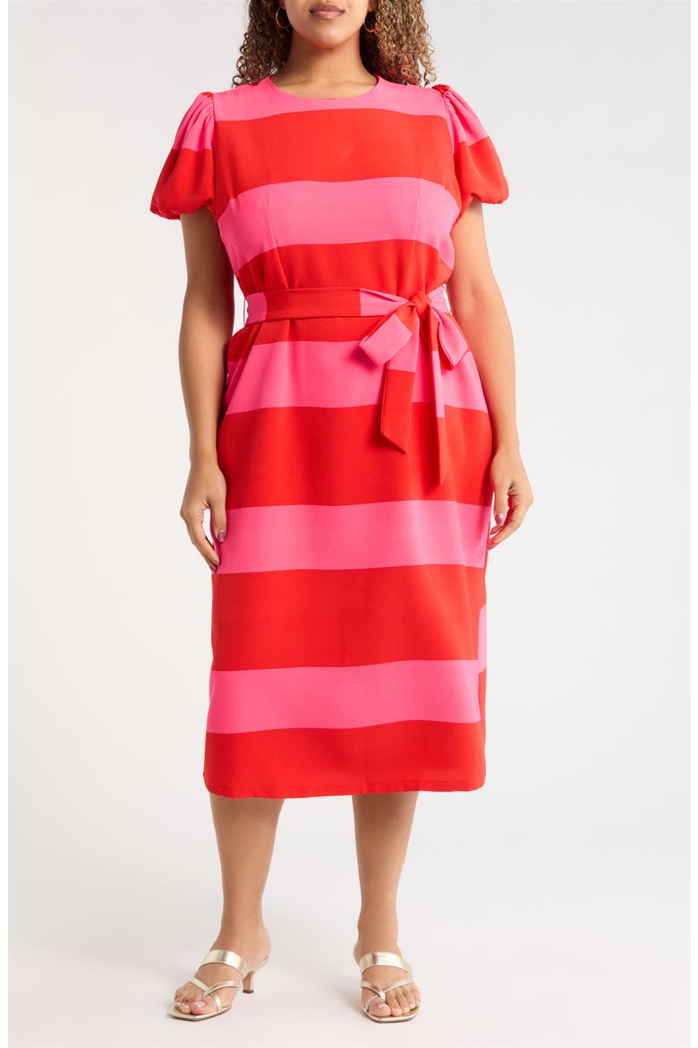 Lolli Stripe Senidy Puff Sleeve Midi Dress