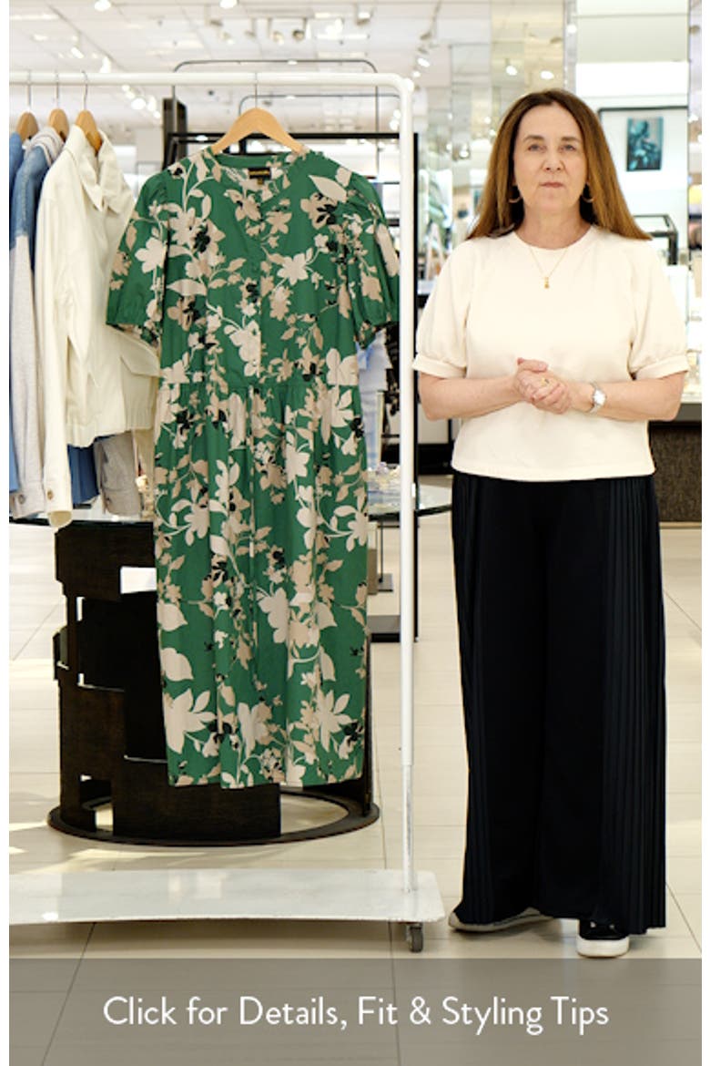 Nora Puff Sleeve Button Cotton Midi Dress