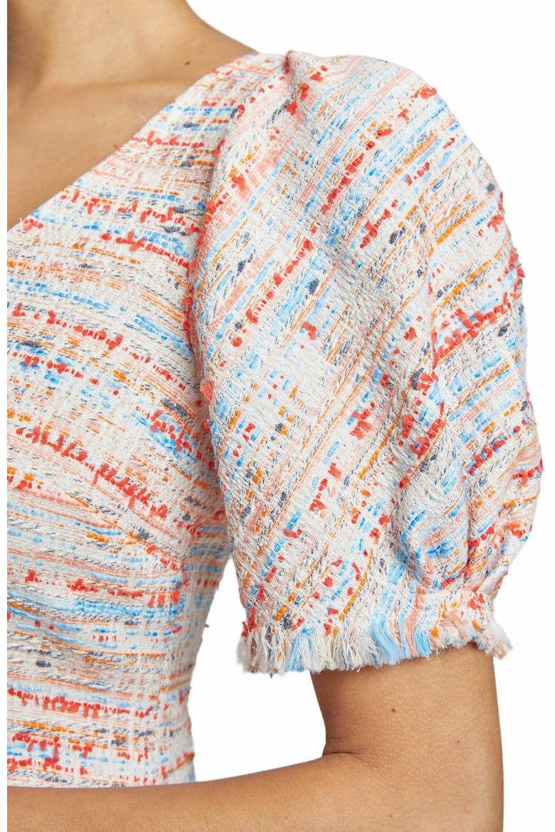 Bianca Tweed Shift Dress with Puff Sleeves