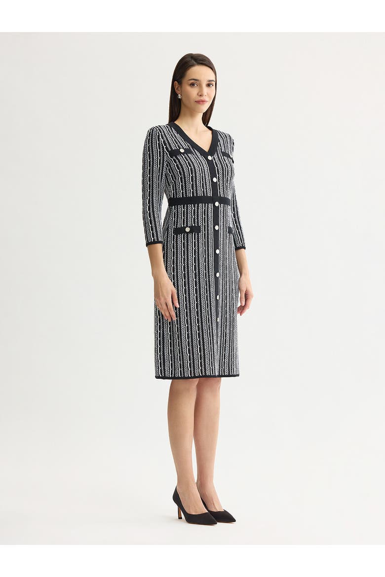 Vertical Stitch Knit Sheath Dress