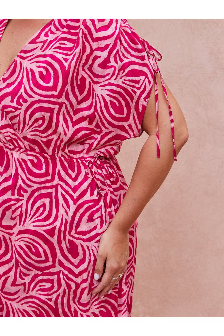 Abstract Print Gathered Midi Dress