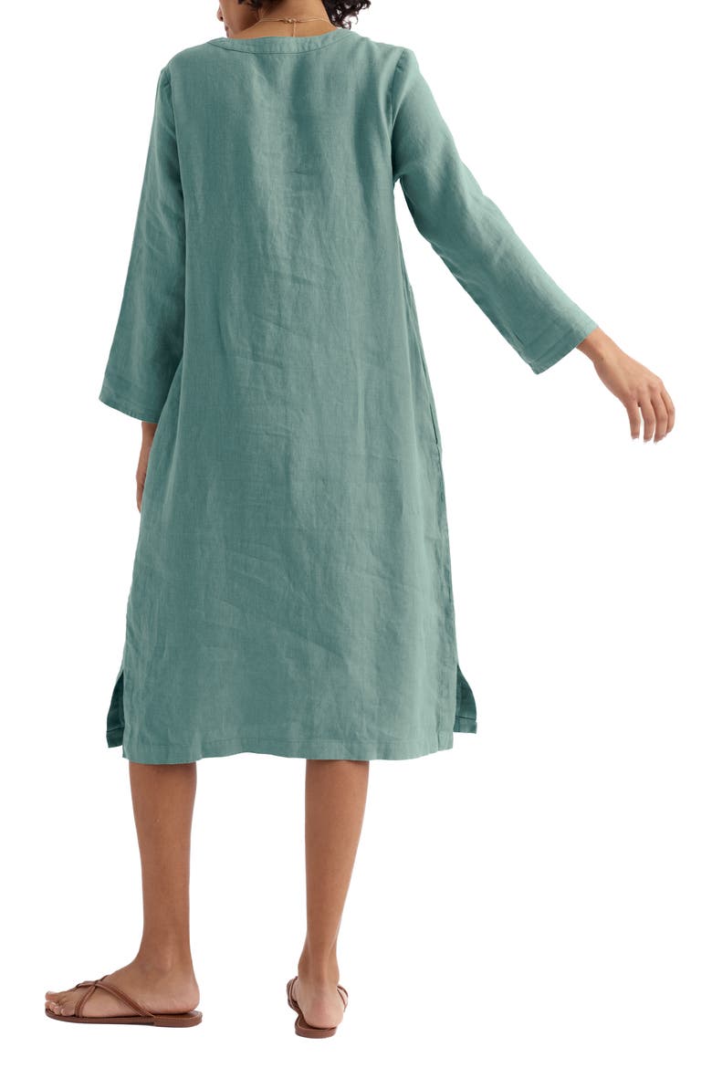 Dew Drop Long Sleeve Linen Midi Dress