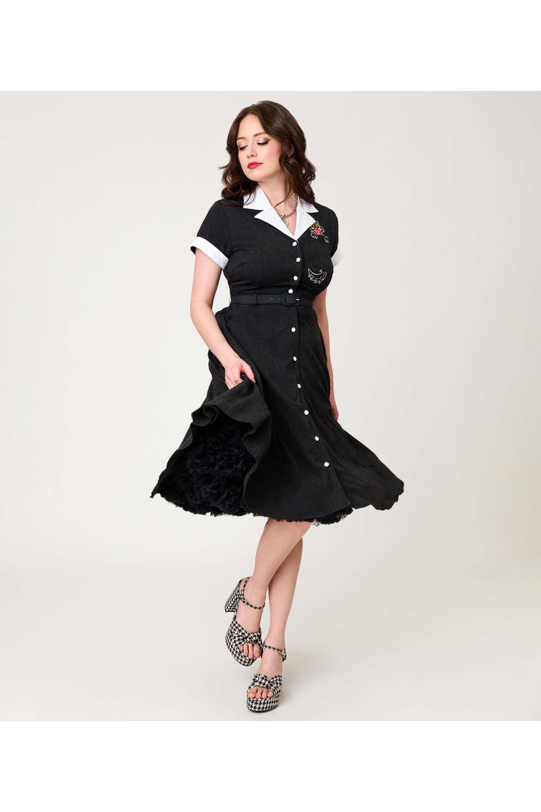 Collared Short Sleeved Belted Alexis Swing Dress