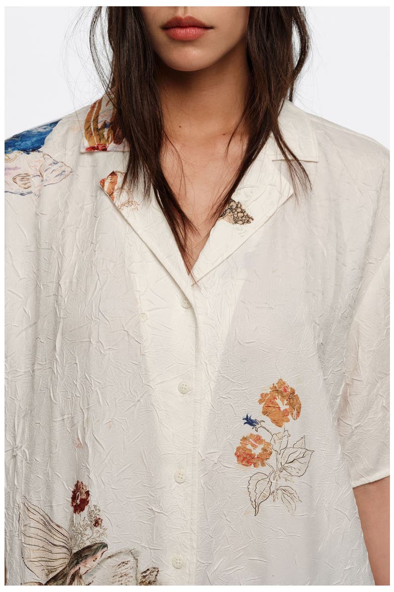 Off-White Seabed Wrinkled Fabric Shirt Dress