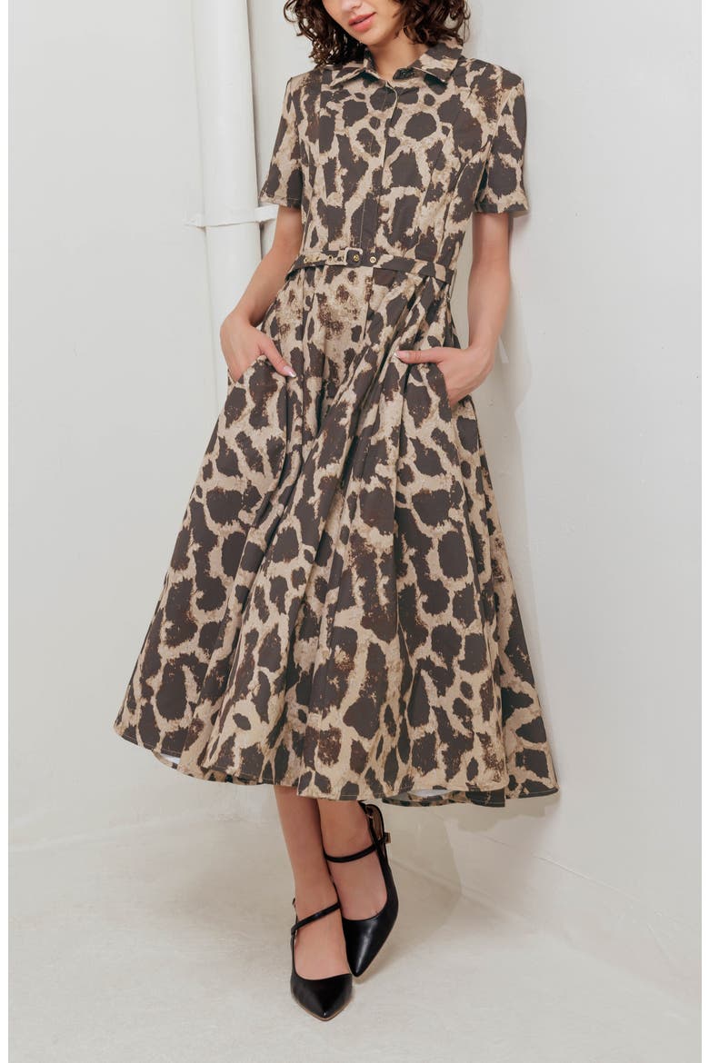 Animal Print A-Line Midi Dress