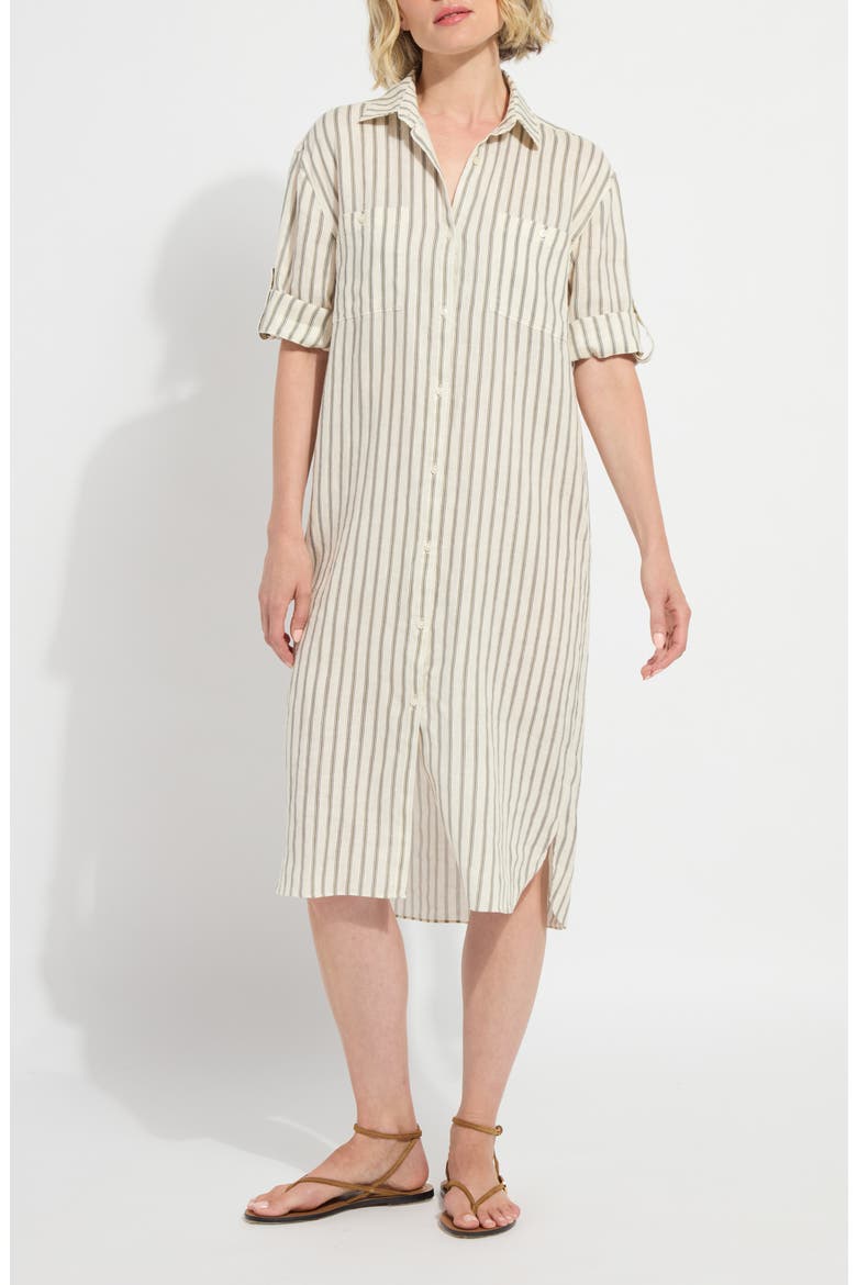 Juniper Stripe Belted Linen Shirtdress