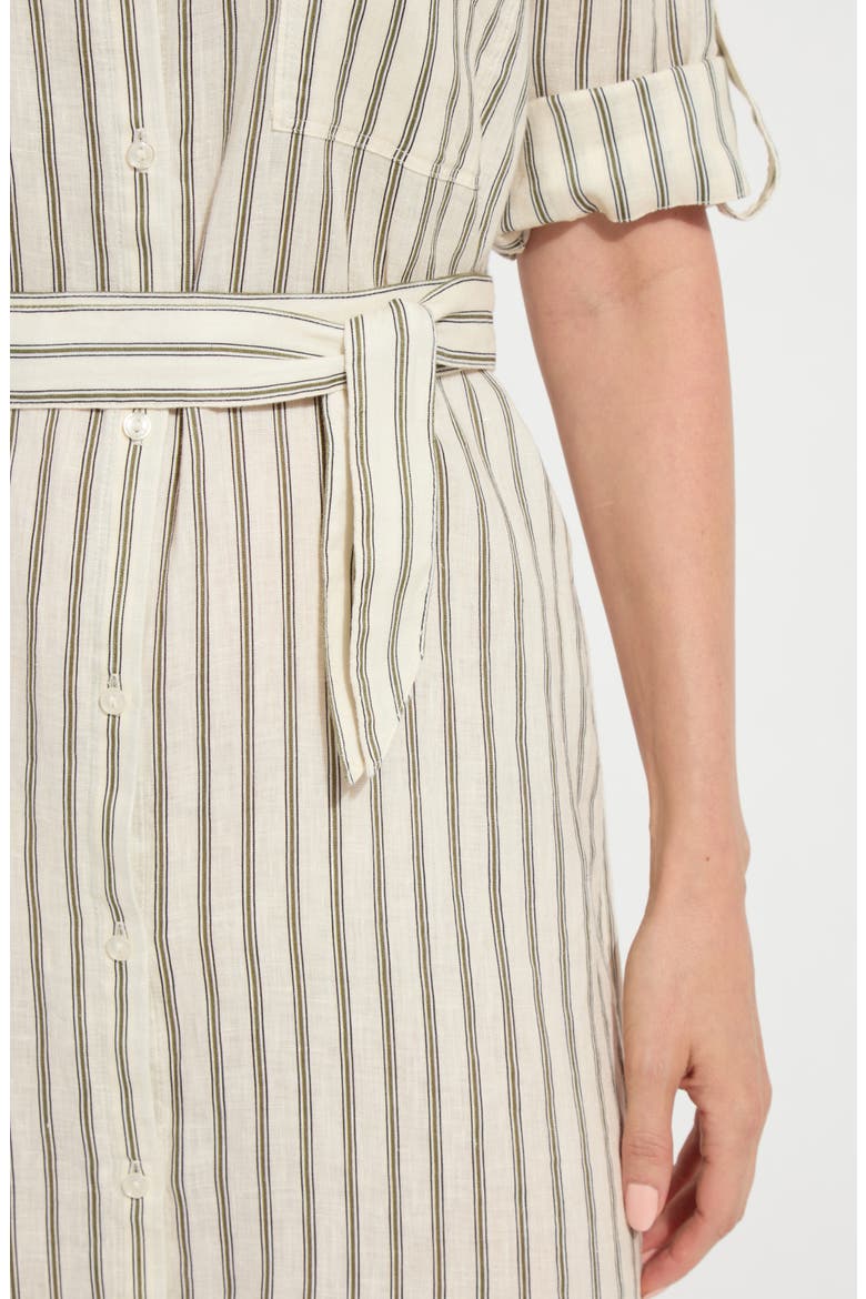 Juniper Stripe Belted Linen Shirtdress