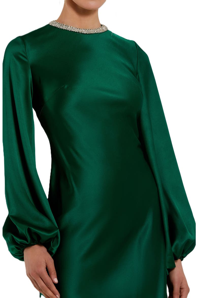 Women's Crystal Embellished High Neck Satin Maxi Dress