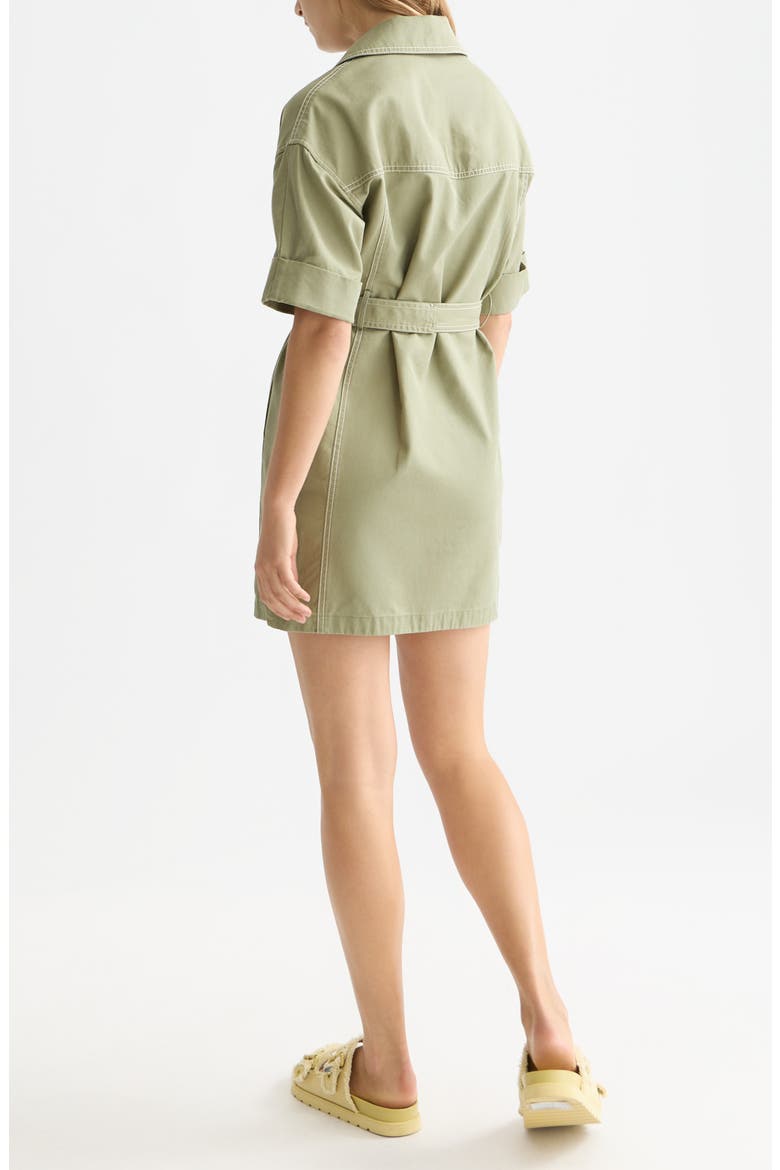 Belted Cotton Blend Utility Minidress