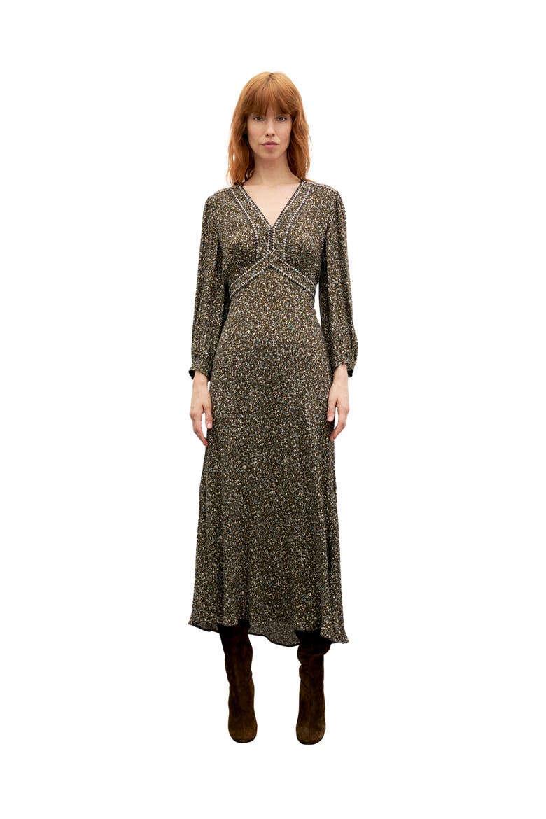 Caryl Abstract Print Midi Dress