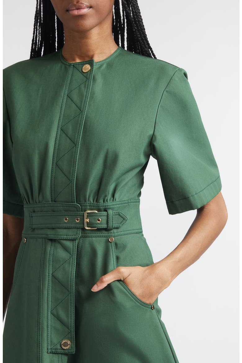 Cotton Gabardine A-Line Midi Dress