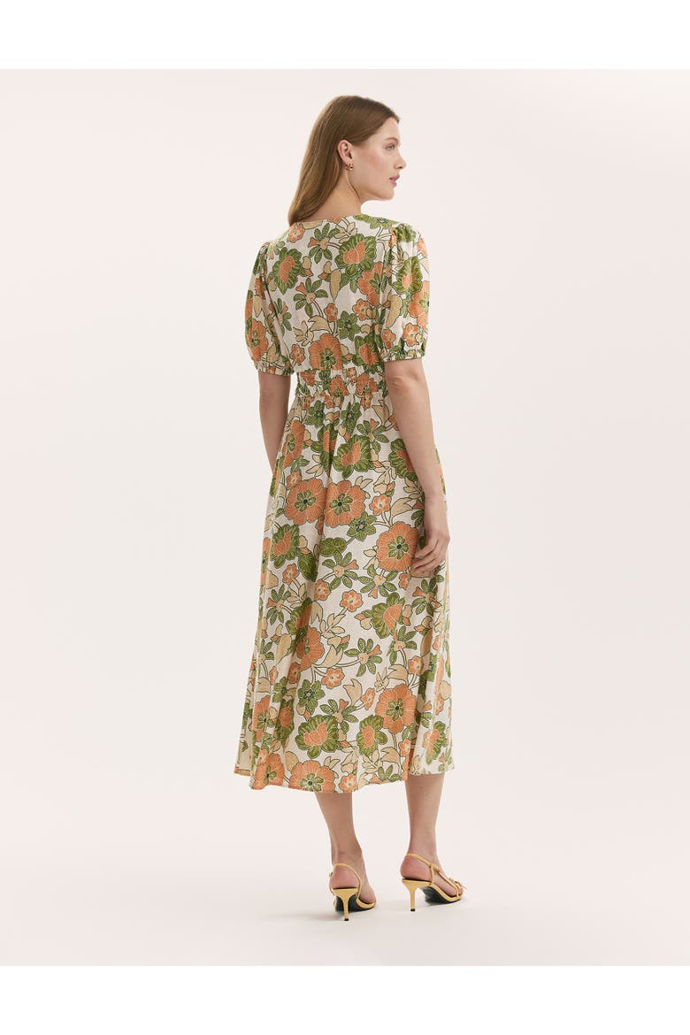 Addison Floral Linen Blend Midi Dress