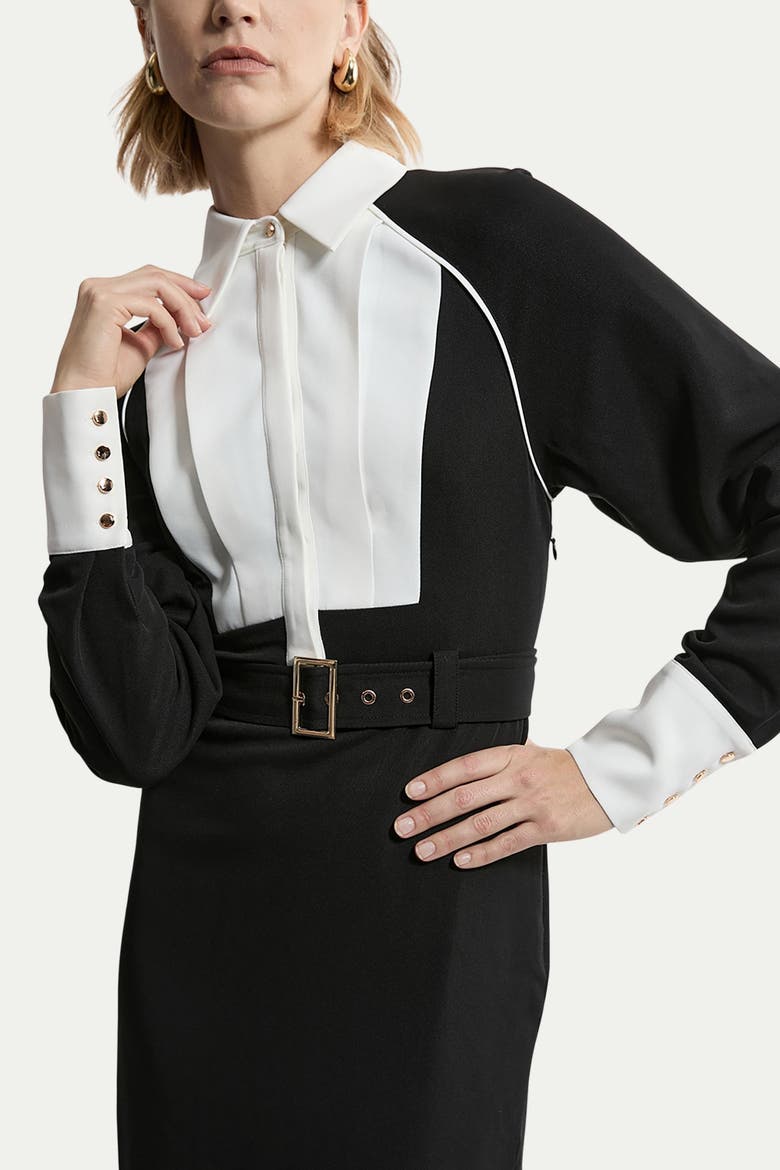 Twill Collared Woven Midi Dress