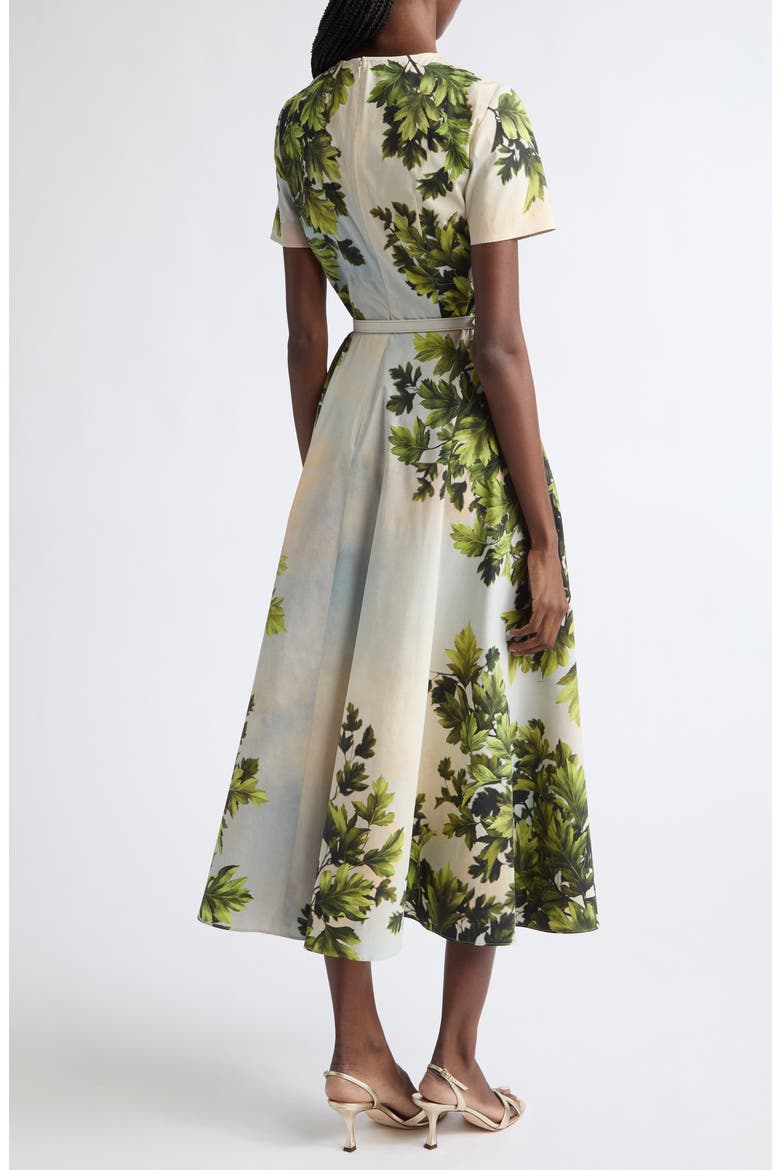Maple Leaves Cotton Stretch Poplin Midi Dress