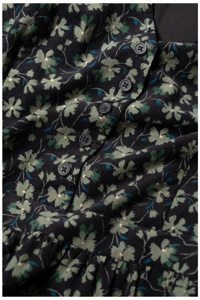 Rose Cottage Floral Long Sleeve Corduroy Midi Dress