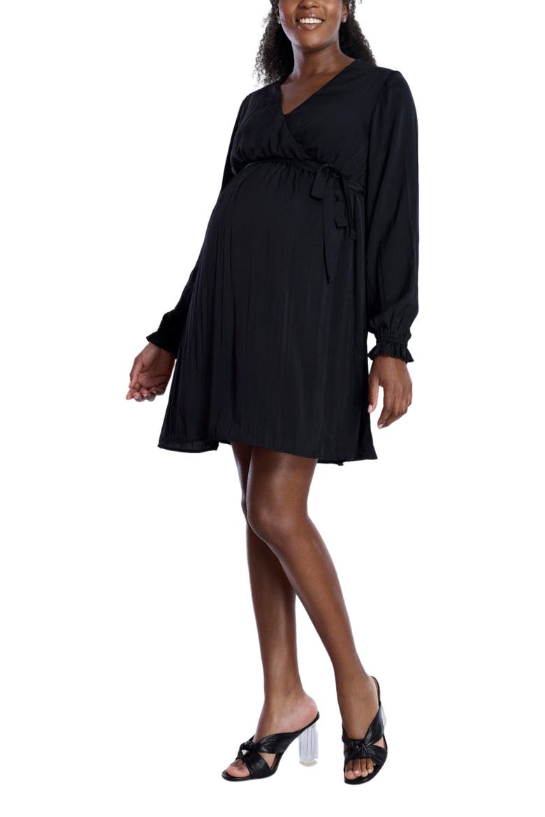 Woven Wrap Long Sleeve Mini Dress