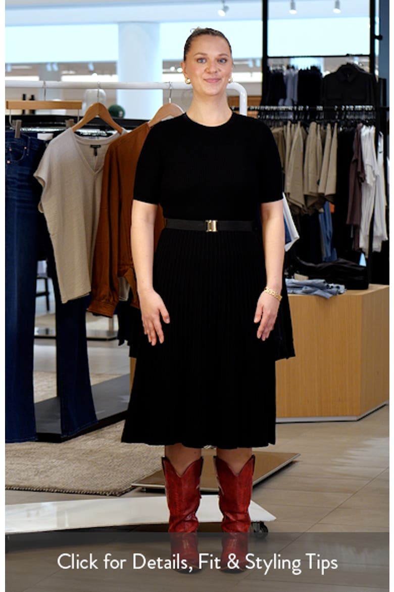 Belted Fit & Flare Sweater Dress