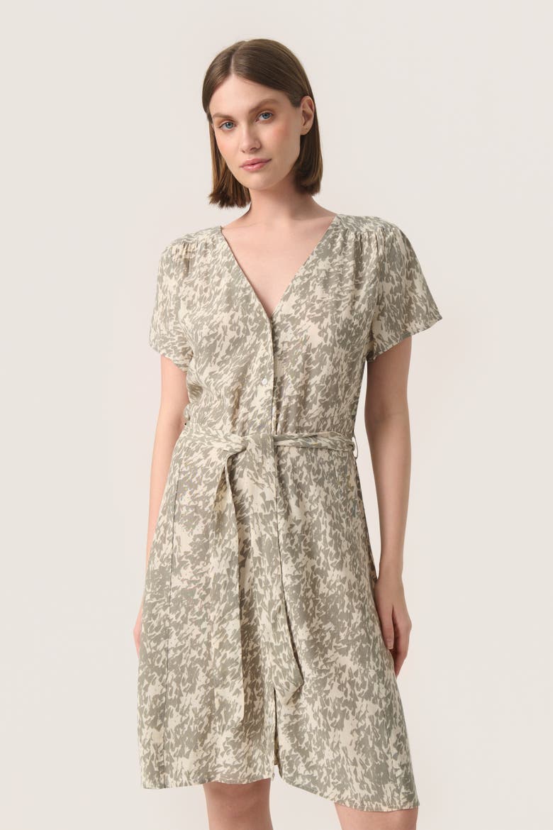 SLSylvia V-neck Short Sleeve Belt Dress