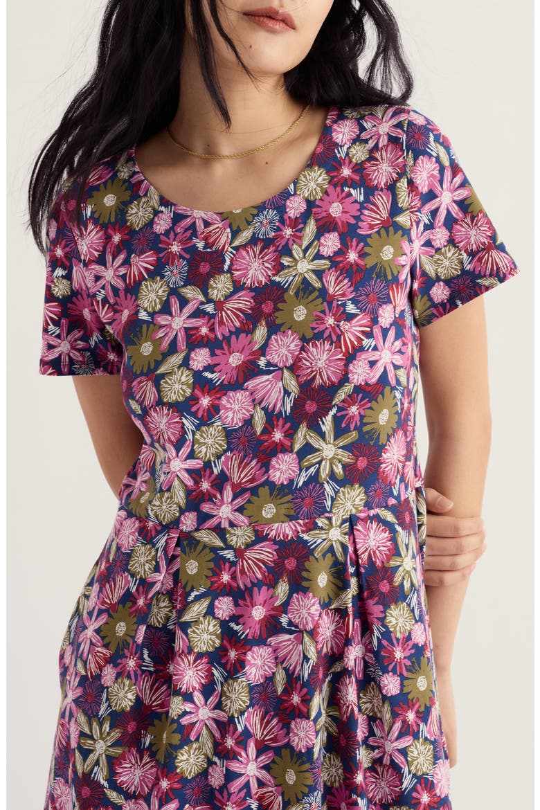 Veronica Floral Stretch Organic Cotton Midi Dress