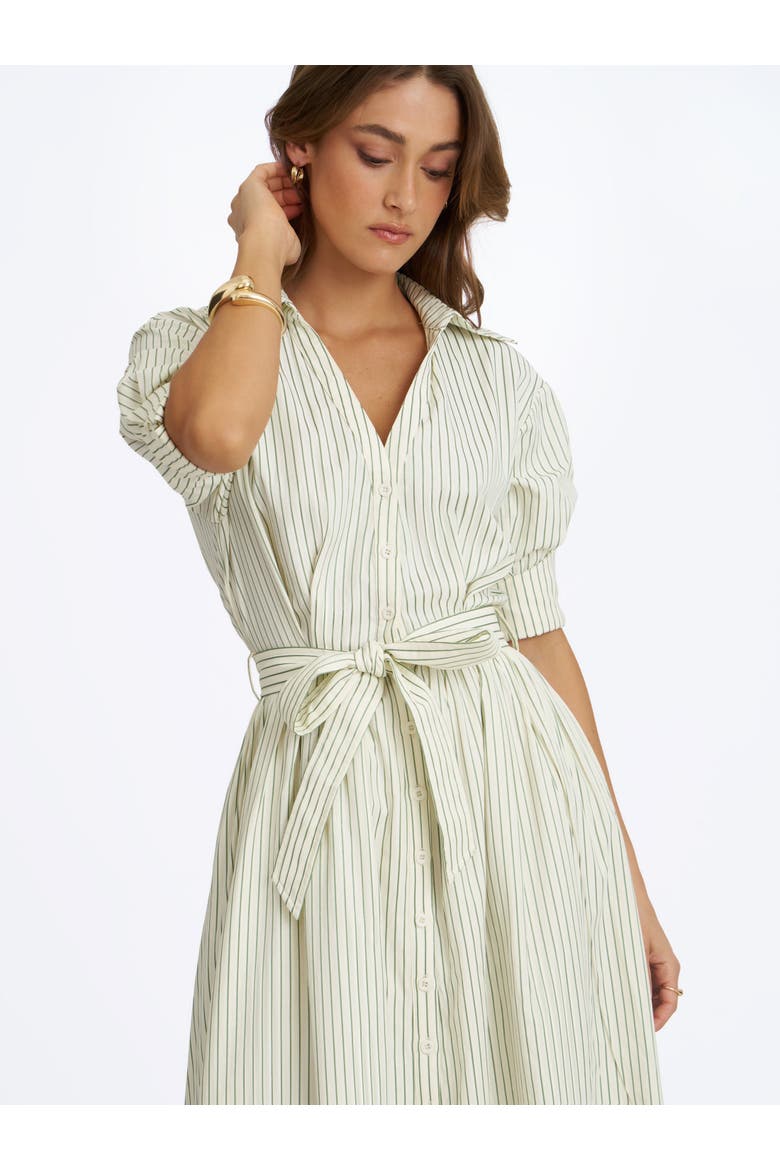 Danica Poplin Striped Shirt Midi Dress