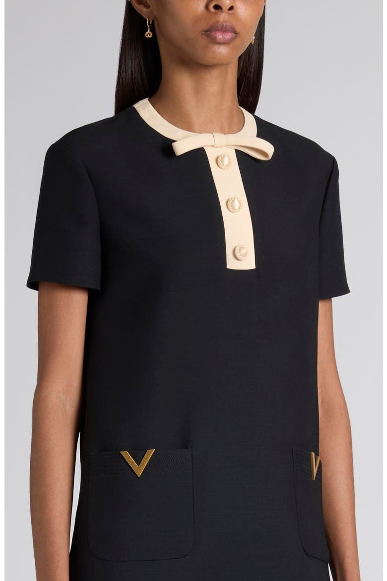 V-Detail Crepe Couture Minidress