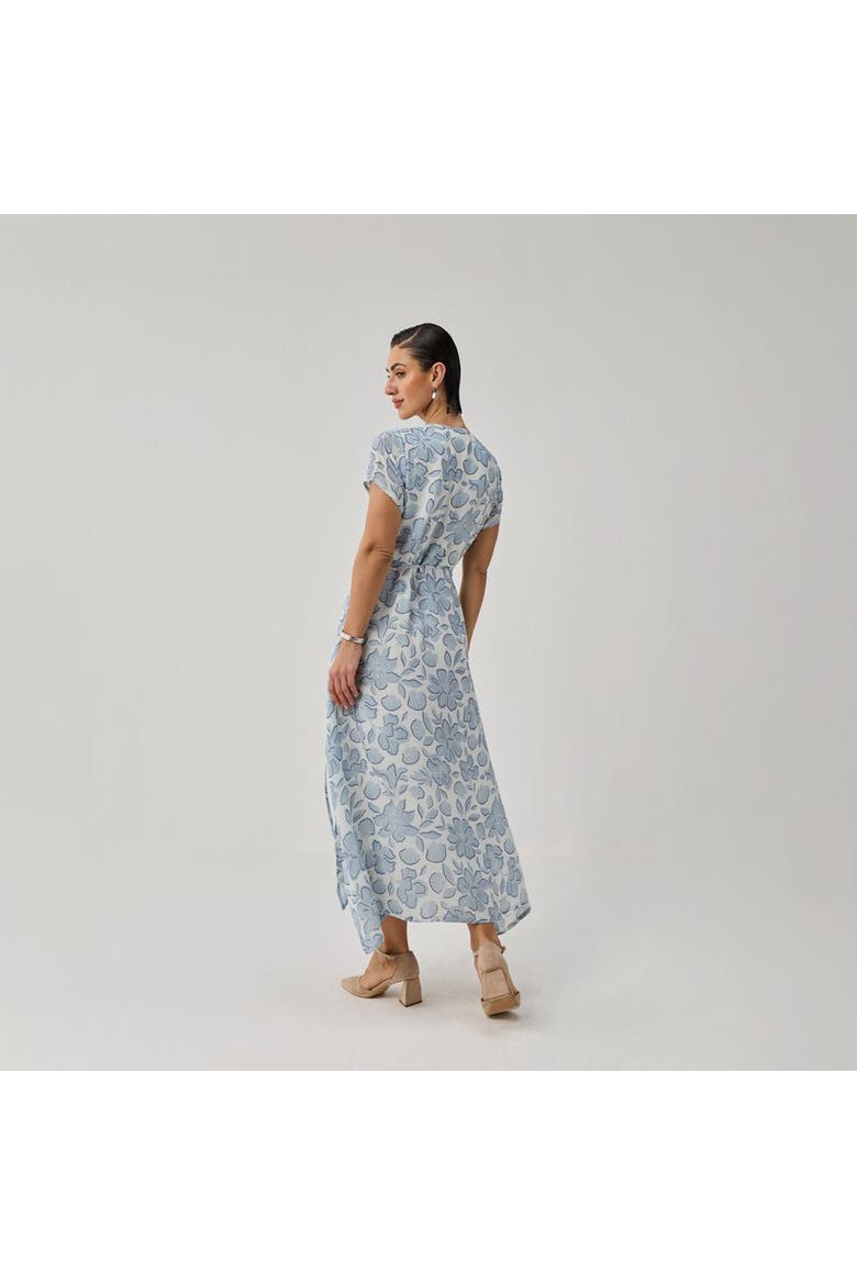Soft Floral Wrap Midi Dress