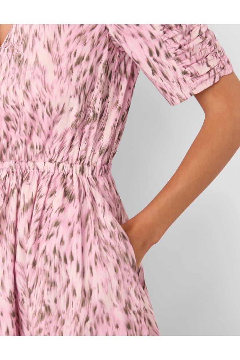 Short Sleeve V-Neck Printed Midi Dress
