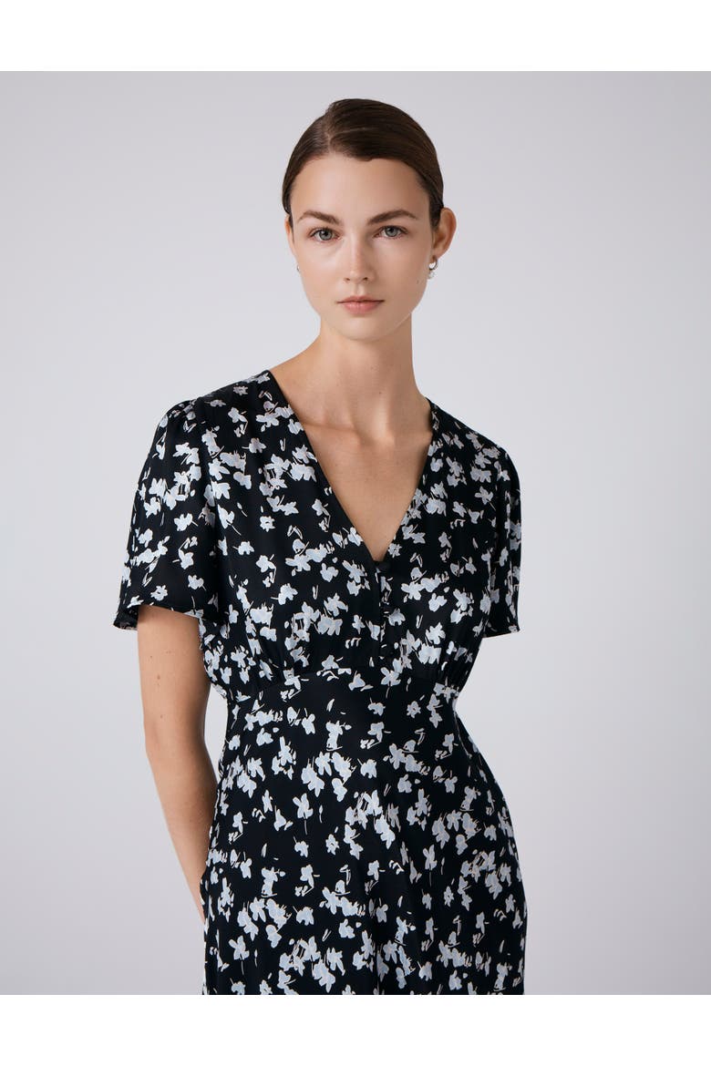 Elizabeth Floral Satin Midi Tea Dress