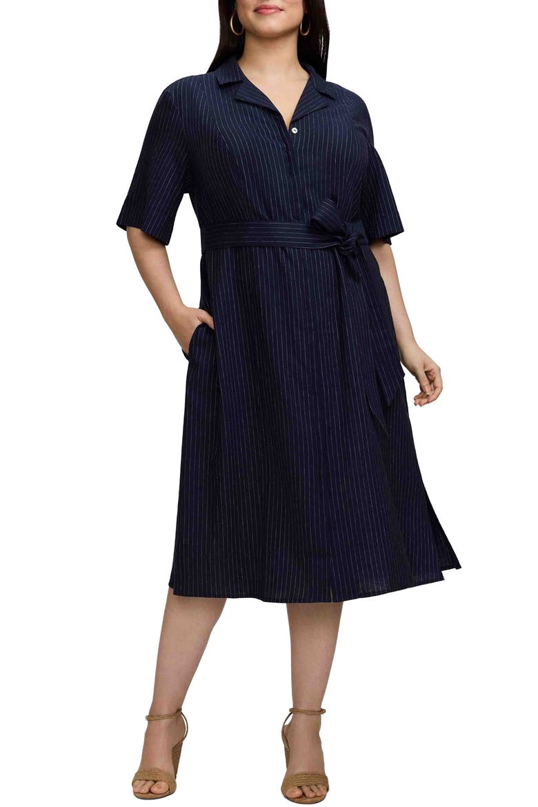 Aniston Stripe Linen Blend Shirtdress