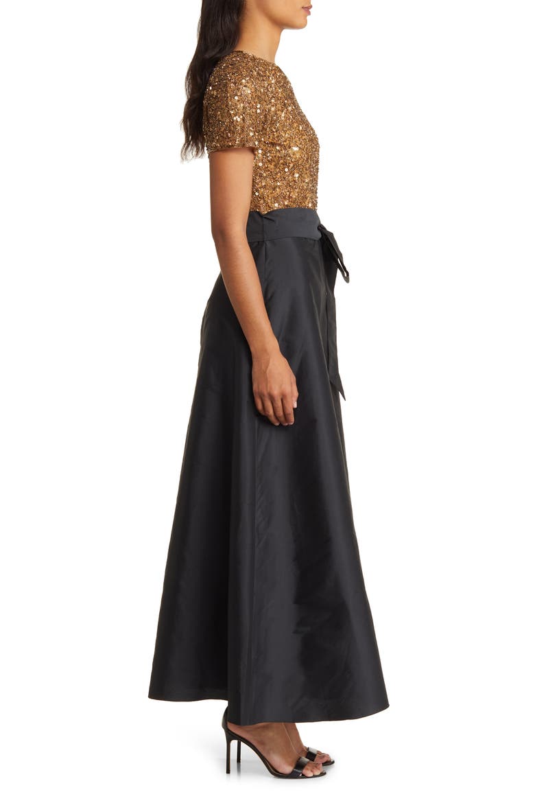 Beaded Bodice Mixed Media Gown