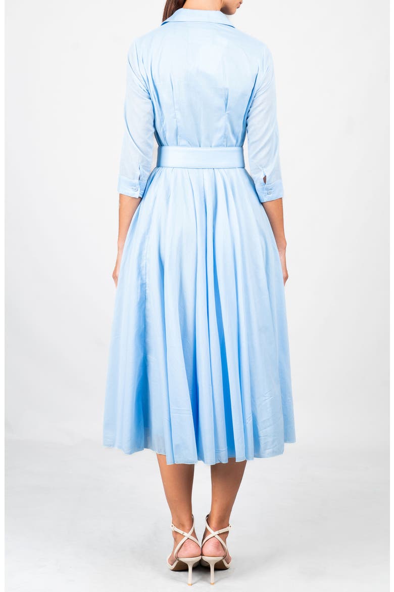Blue Belted Midi Shirtdress